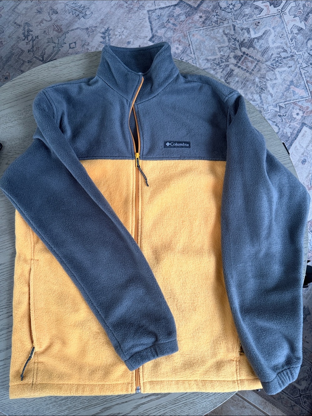Columbia Men’s Gray and Yellow Full-Zip Fleece Jacket